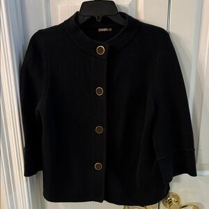 J. McLaughlin Black Thick Knit Jacket with Gold Buttons SZ L